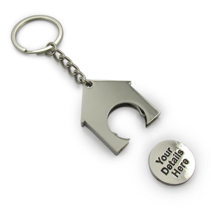 Einkaufswagen Schlüsselanhänger in Hausform 35x39x4mm mit individuellem Logo image