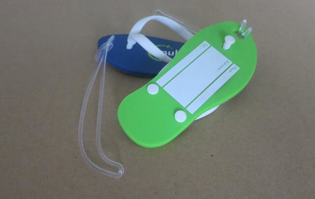 Etiquette de bagage  en forme de sandale flip-flop personnalisable PVC  112 x 48mm  avec  LOGO image